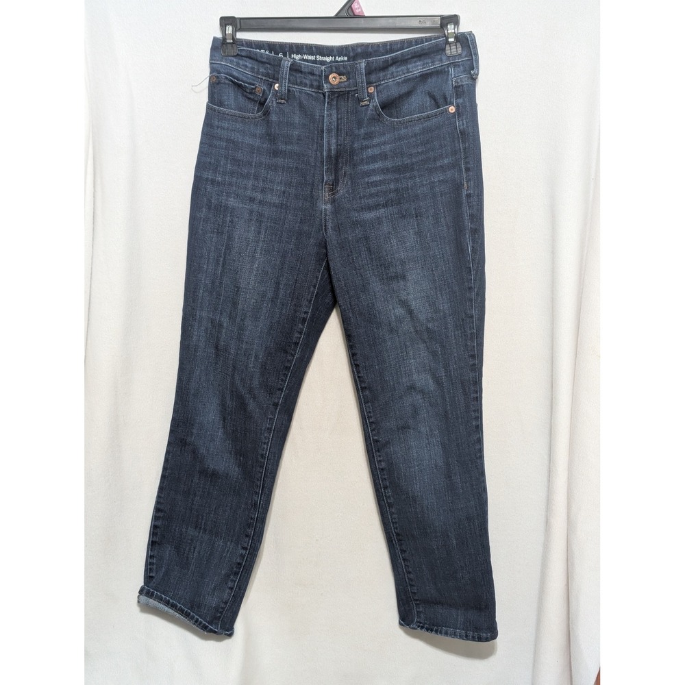 Talbots Flawless High Waist Straight Ankle Jeans Dark Wash Blue Denim Size 6